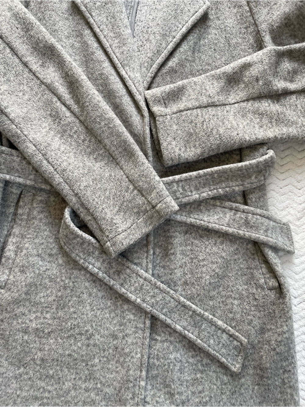 Vero Moda Gray Belted Wrap Coat Fall Jacket Size Large - Picture 7 of 9